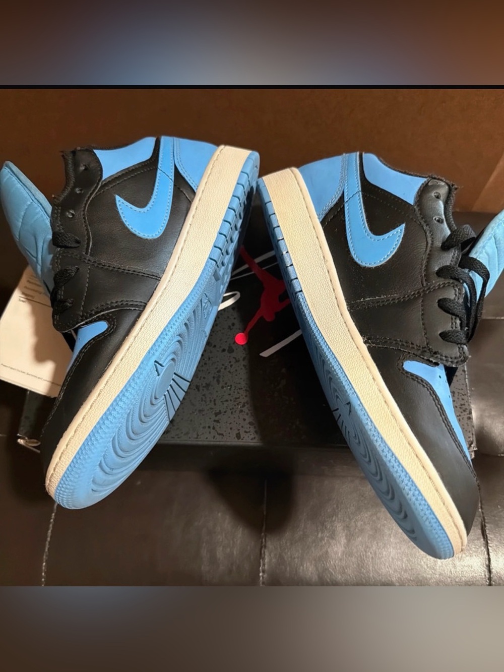 Air Jordan 1 Low GS- Top Sneakers in University Blue and Black 7 Y - Picture 7 of 11